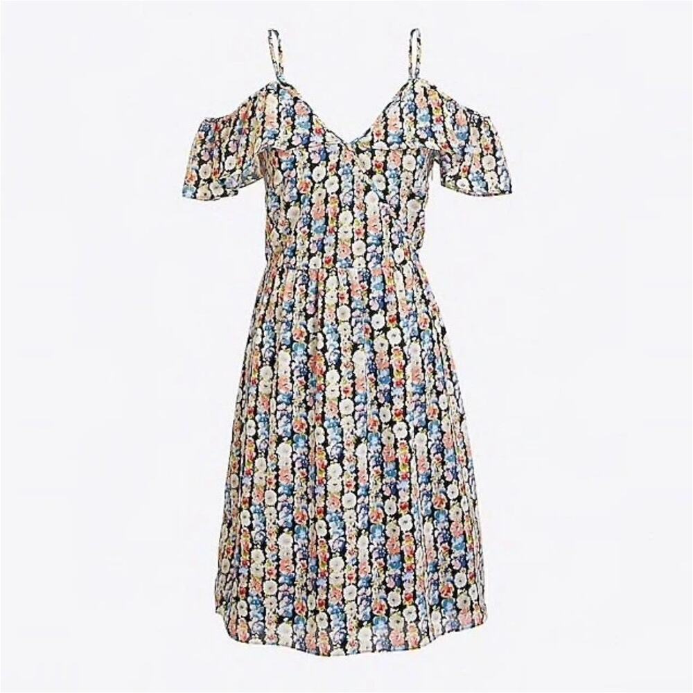J. Crew Mercantile Cold Shoulder Ruffle Dress Size 2 Charlotte Floral